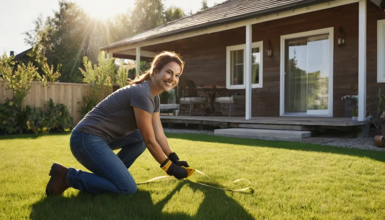 A homeowner marking out a new patio layout in the Freeburg area